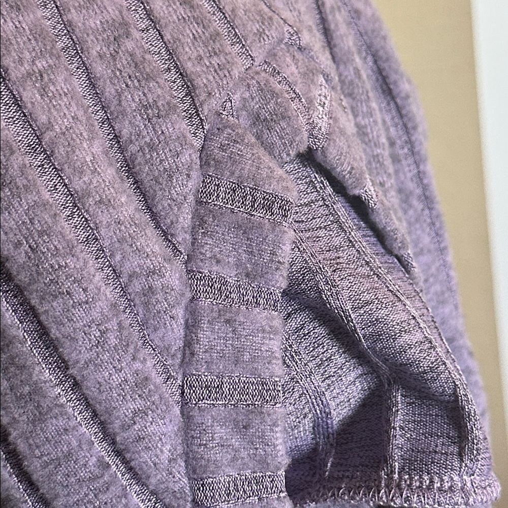 Lounge Set Cozy Purple Ribbed V Neck M Wide Leg High Waist new boutique - Picture 6 of 6